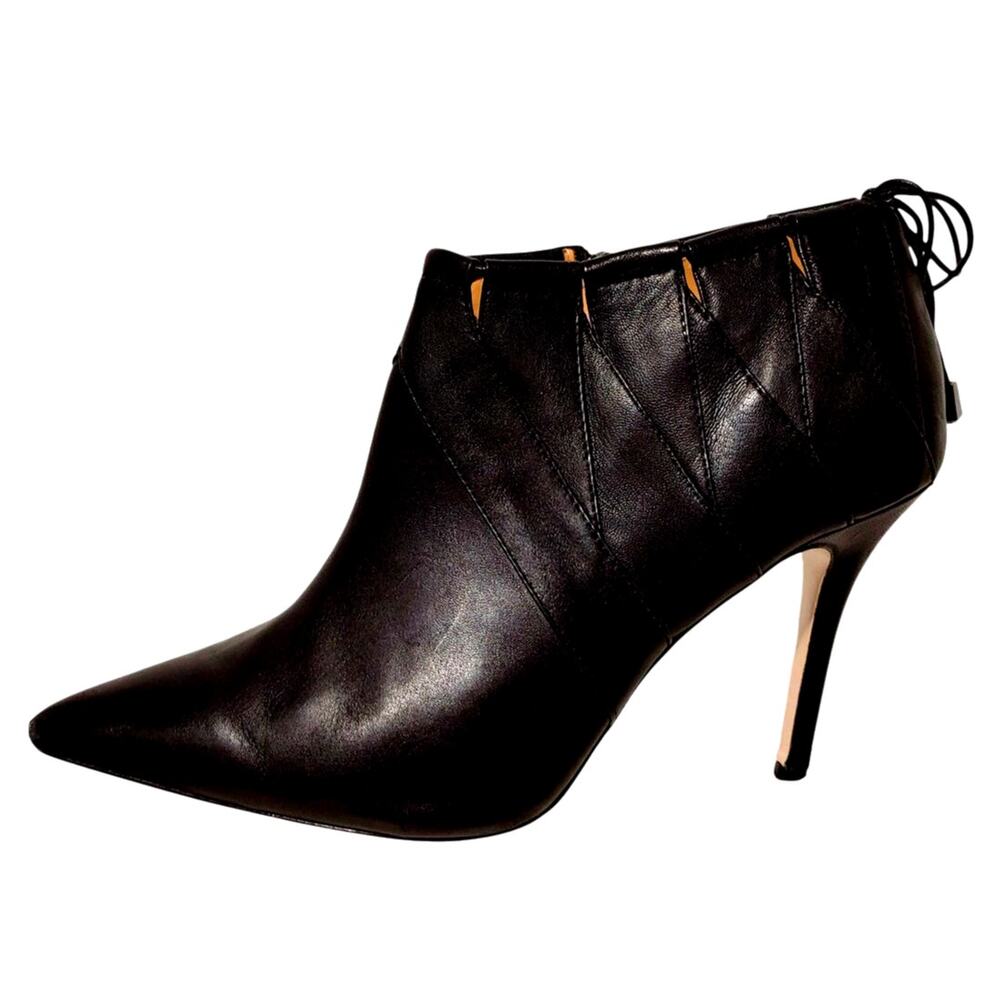 Badgley Mischka Ankle Boots Heeled Pointed Toe Black Women Size 9.5 Classic Chic